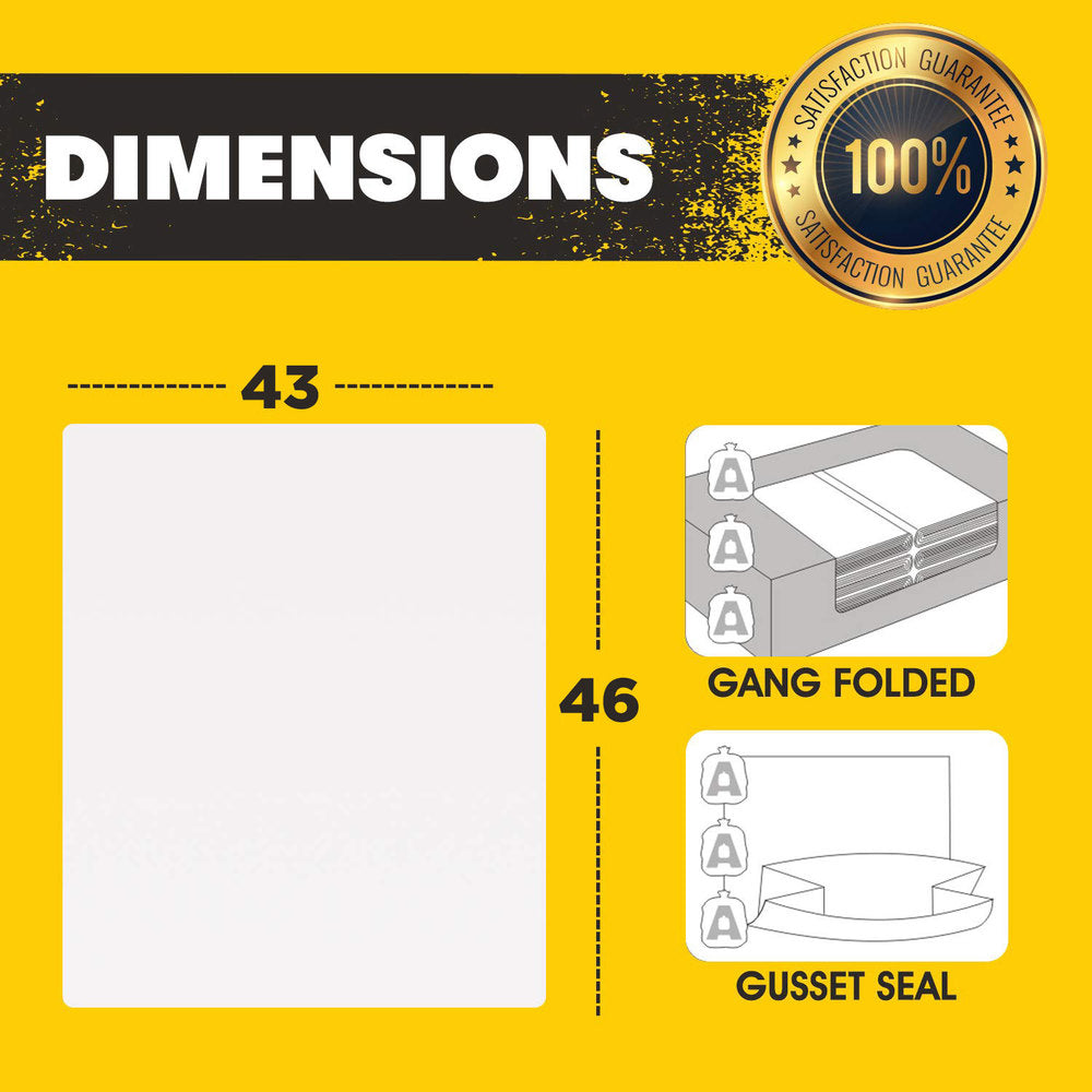 Aluf Plastics 434615CL Clear Trash Bags (56 Gallon, 43x46, 1.5 Mil) – 100/Case