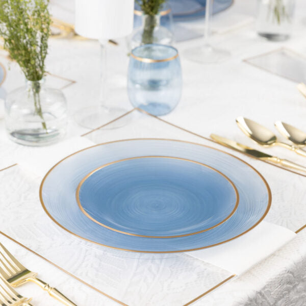 Crystal Design Blue Transparent with Gold Rim Plates