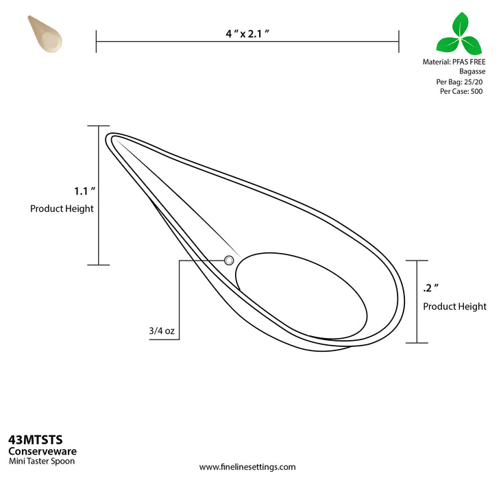4" Compostable Mini Taster Spoons – Bagasse Appetizer & Dessert Spoons (500/Case)