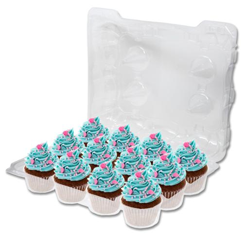 DFI LBN-9812 clear OPS 12-compartment high dome cupcake and muffin container with hinged lid