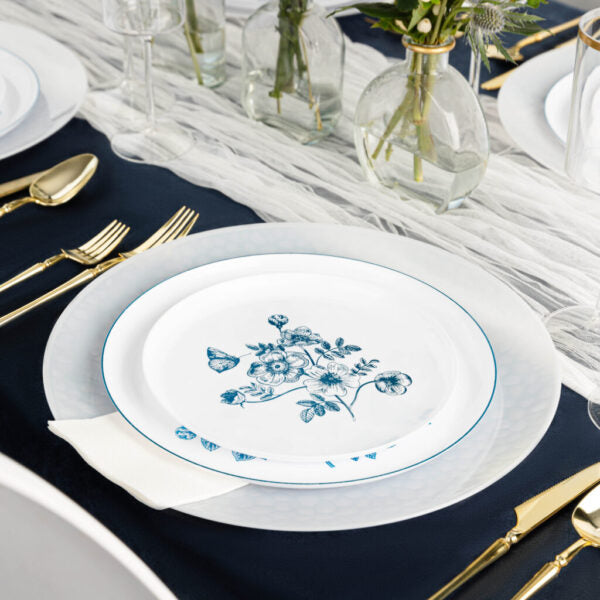 French Toile Combo 8" & 10" Plates Blue/White