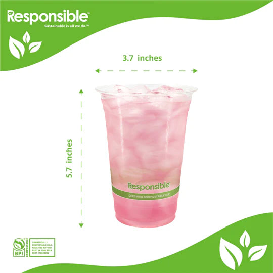 Compostable Clear Cold Cups 9oz to 24oz (96mm)