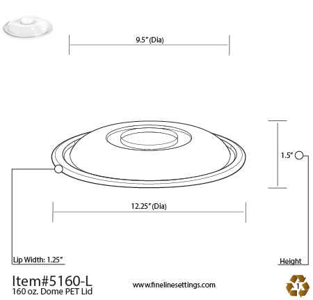 LIDS (FLAT OR DOME) FOR 160oz Round Bowl (25 Lids per Case)