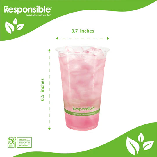 Compostable Clear Cold Cups 9oz to 24oz (96mm)