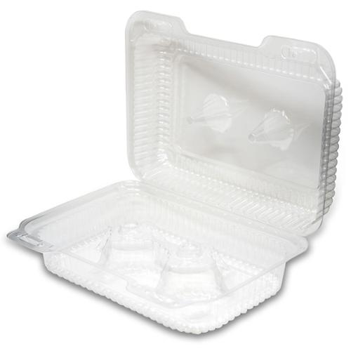 DFI LBH-6646 Detroit Forming hinged shallow 6-compartment cupcake and muffin container