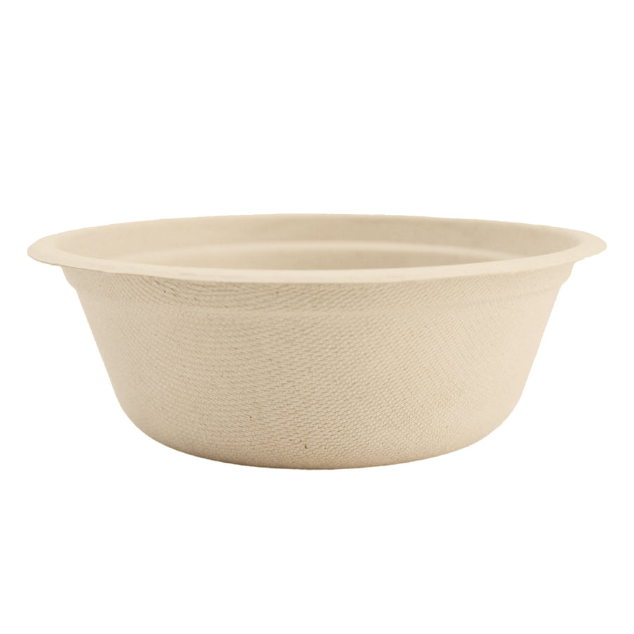 16 oz Brown Compostable Molded Fiber Bowl - bamboo and sugarcane fiber