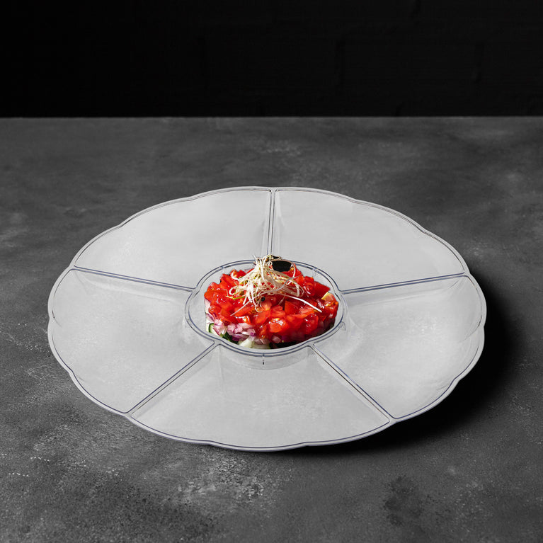 Clear Big 6-Partition Round Disposable Plastic Trays