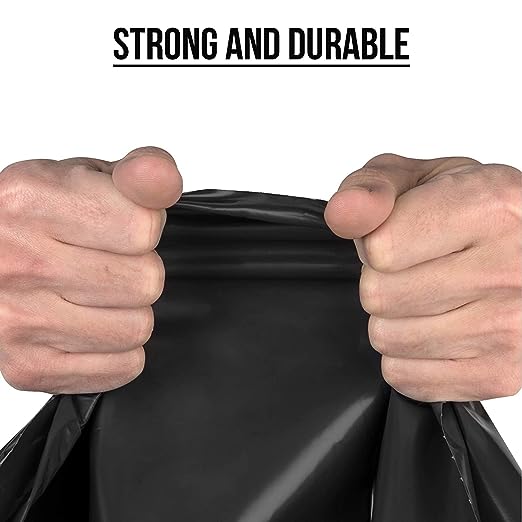 Aluf DSX-55K 45-55 Gallon Black Trash Bags, 1.25 Mil with Drawstrings — 100/Pack