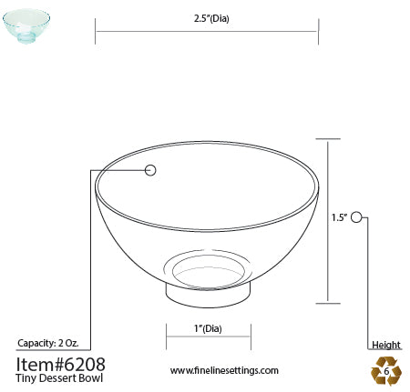 Fineline Tiny Temptations 2 oz Tiny Bowl, dimensions & specifications (6208)