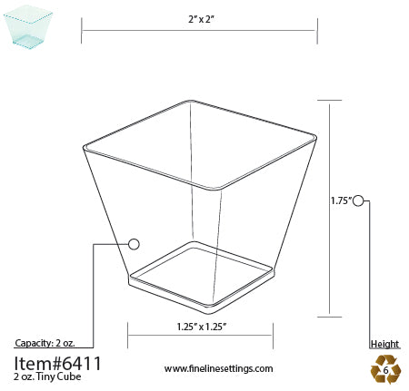 Fineline Tiny Temptations 2 oz Tiny Cube Bowl — Mini Square Appetizer Bowl | 200/Case — 6411