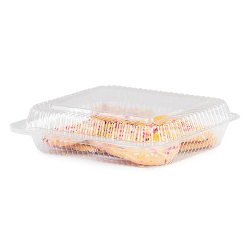 DFI LBH-871 clear OPS hinged lid food container 8.31 x 7.31 x 2 inch