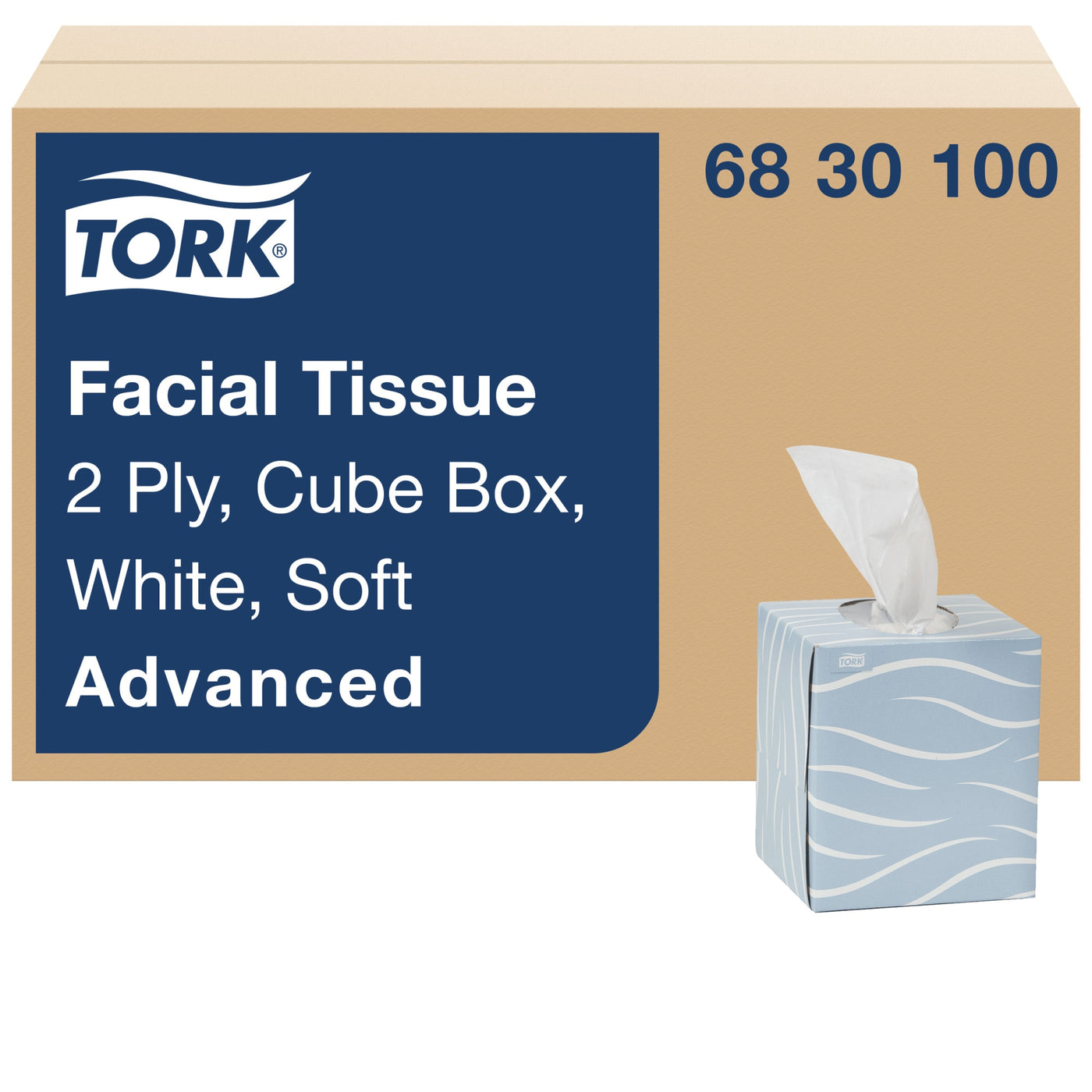 Tork Advanced Soft Facial Tissue Cube Box 2-Ply 8.2X7.9 — Case of 3096 (6830100)