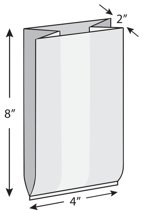 4" x 2" x 8" 0.6 mil TUF-R® Std Linear LDPE Gusset Bag, 1000/CS