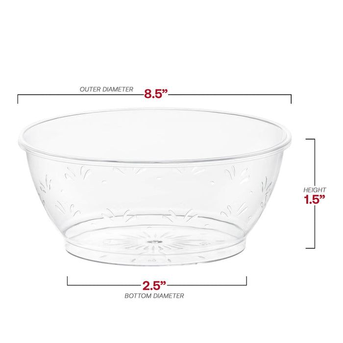 Clear Floral Round Disposable Plastic Bowls
