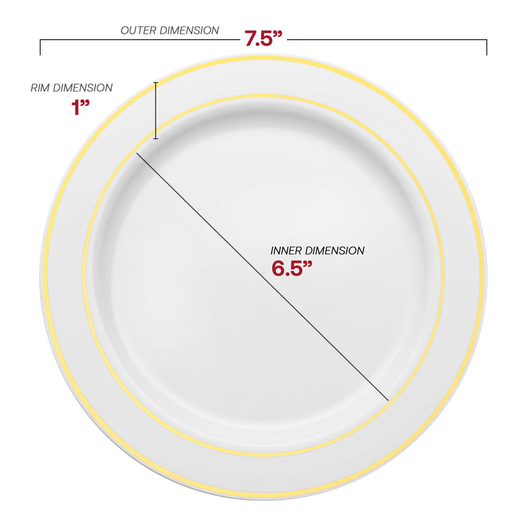 White Plastic Plates with Gold Rim
