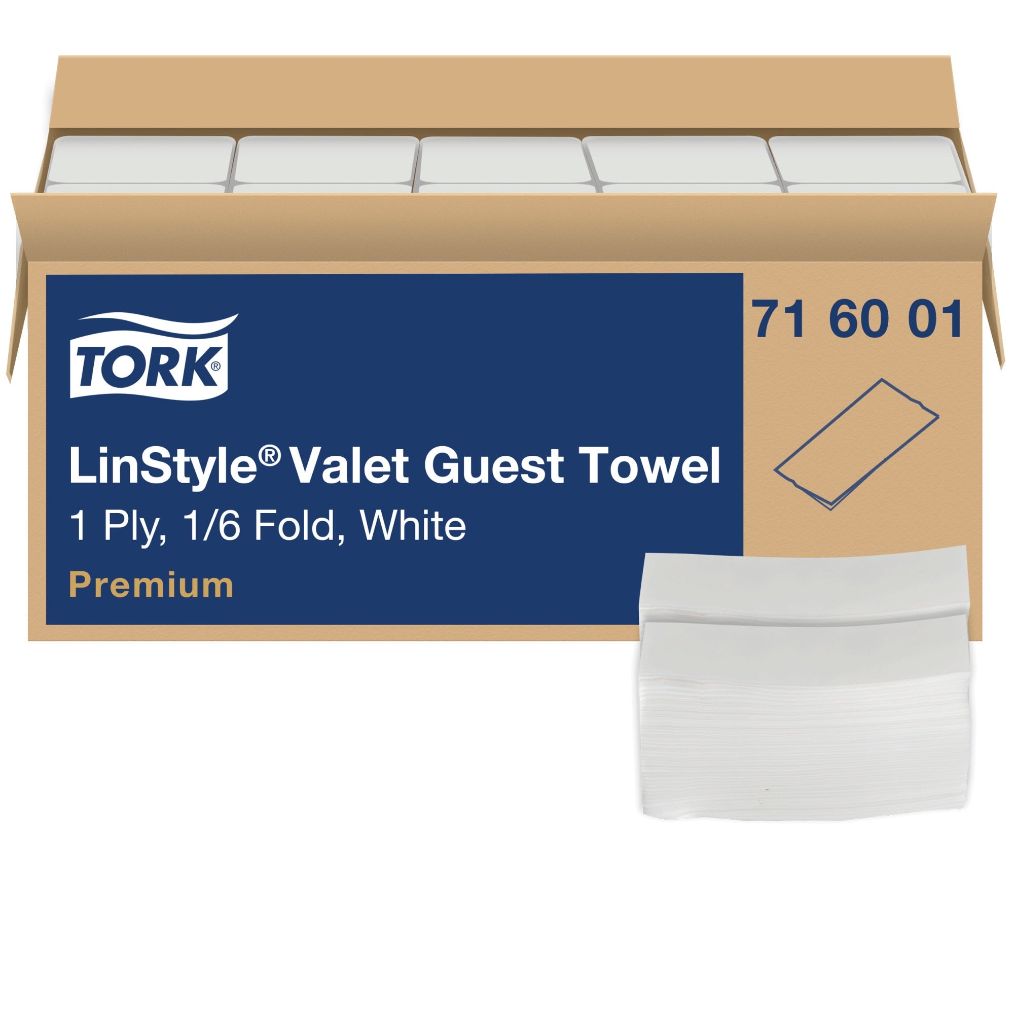 Tork Linstyle Val Guest Towel Paper 17X11.5 White 1/6-FOLD — Case of 500 (716001)