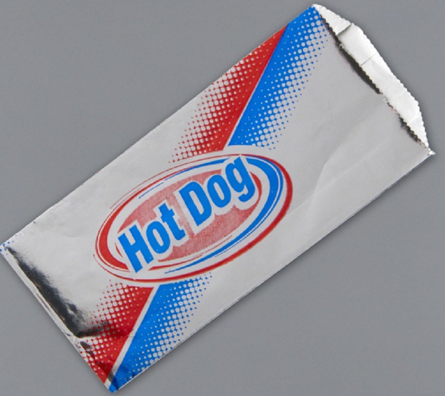 Foil Hot Dog Bags, 3.5x1.5x8.5", Stock Printed, 1000 Bags Per Case
