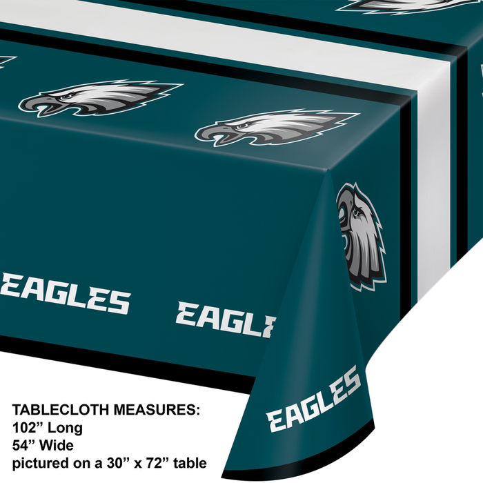 PHILADELPHIA EAGLES 54" x 102" Plastic Table Cover - 12/Case