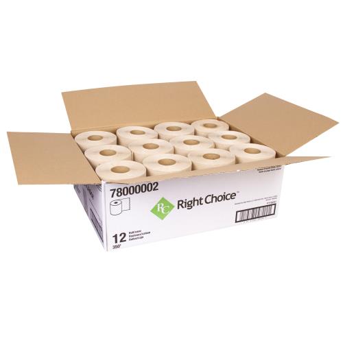 Right Choice™ Paper Hardwound Roll Towel 1-Ply, Kraft, 7.87" x 350', 12/350