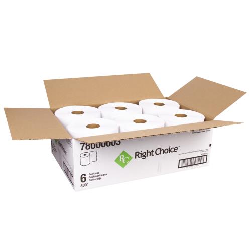 Right Choice™ Paper Hardwound Roll Towel 1-Ply, White, 7.87" x 700', 6 Rolls Per Case