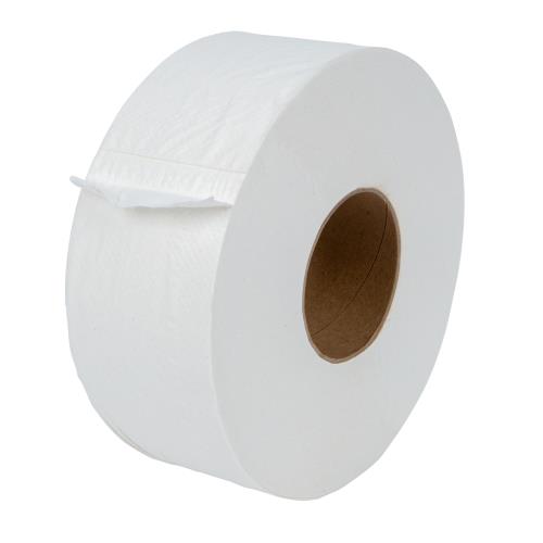 Right Choice Jumbo Roll Tissue, 2-Ply, White, Recycled Paper, 3.3" x 1000', 12 Rolls/Case