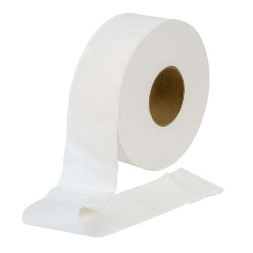 Right Choice Jumbo Roll Tissue, 2-Ply, White, Recycled Paper, 3.3" x 1000', 12 Rolls/Case