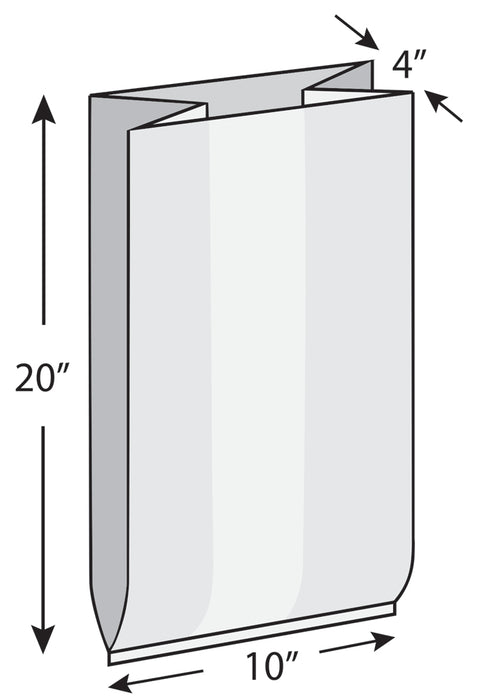 10" x 4" x 20" 0.75 mil TUF-R® Std Linear LDPE Gusset Bag, 1000/CS