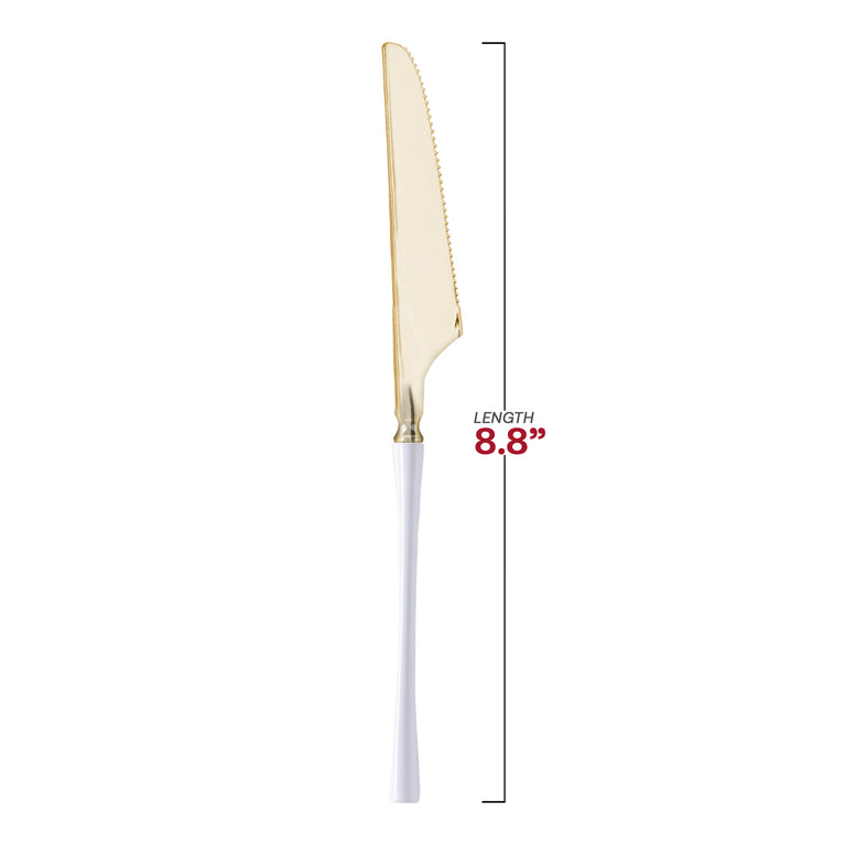 Gold with White Handle Moderno Disposable Plastic Cutlery
