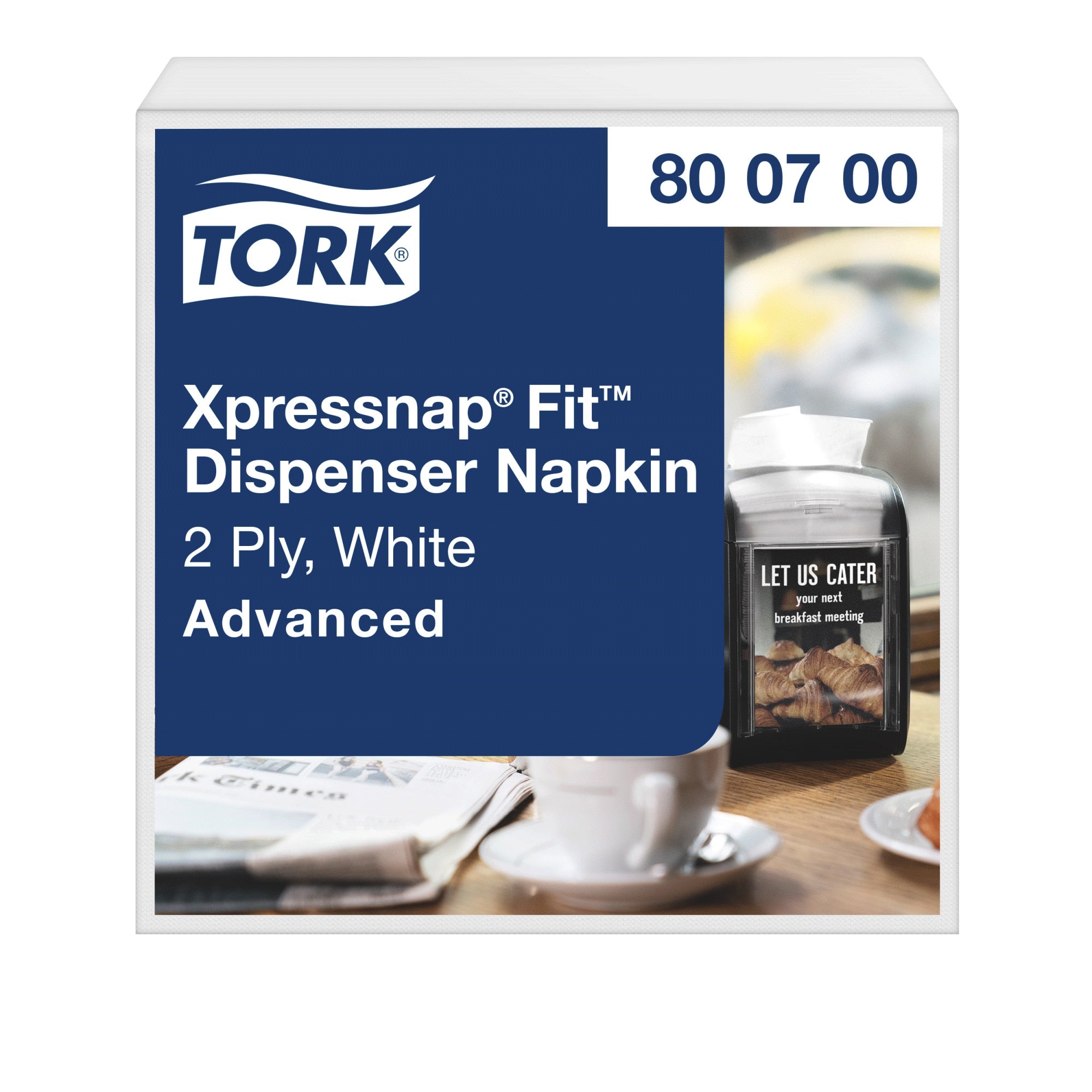 Tork Xpressnap Fit Advanced Dispenser Napkin 2-Ply White — Case of 4320 (800700)