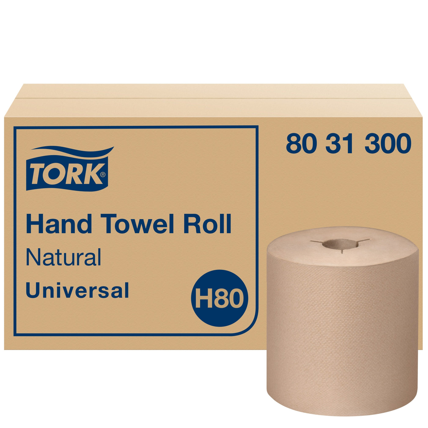 Tork H80 Universal Hardroll Towel 1-Ply 8X800 Natural — Case of 6 (8031300)