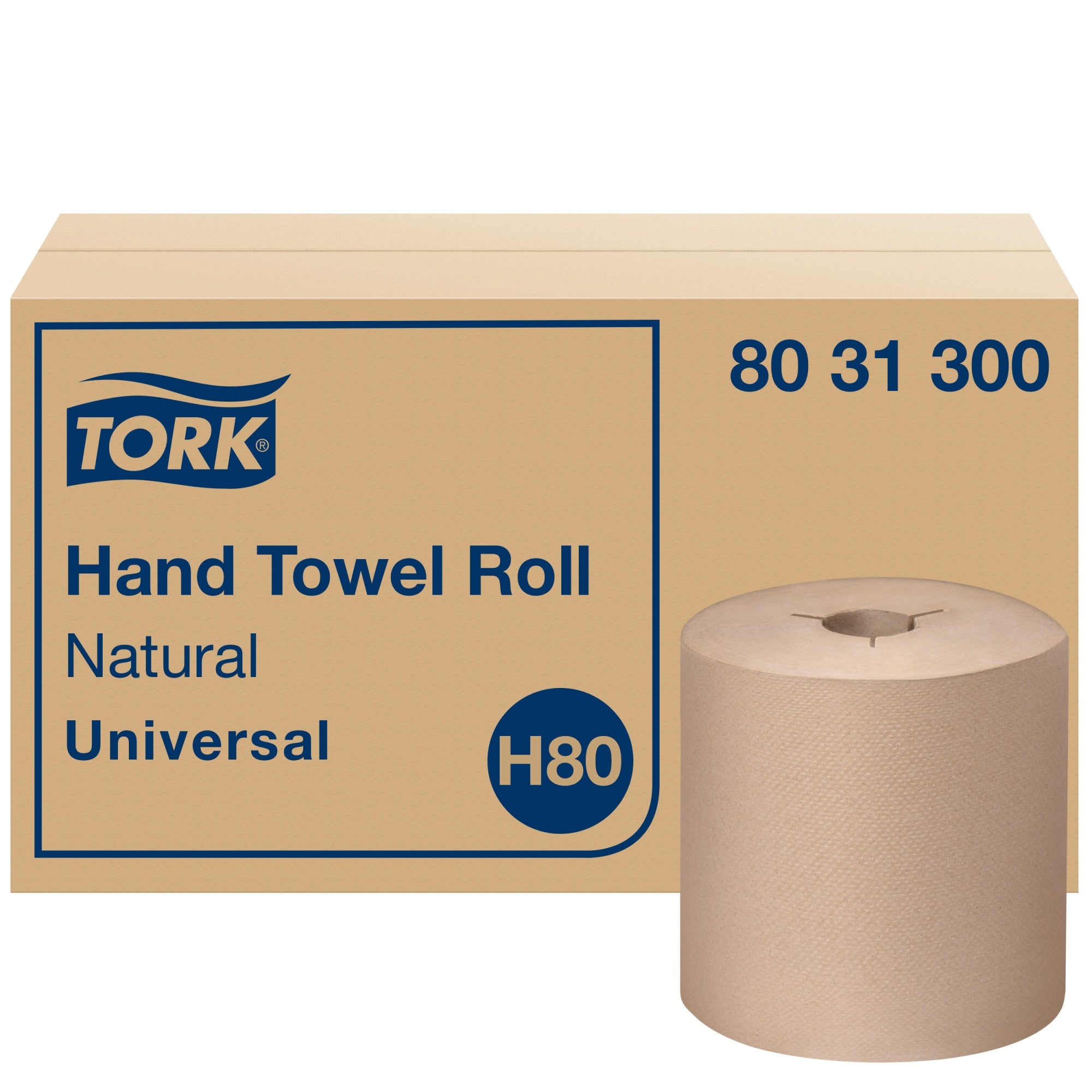 Tork H80 Universal Hardroll Towel 1-Ply 8X800 Natural — Case of 6 (8031300)
