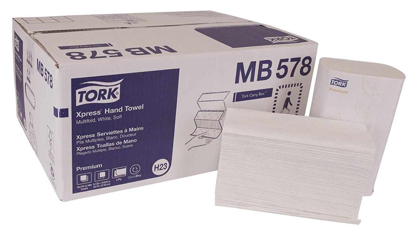 Tork Premium Hand Towel 2-Ply Multifold 3-Panel 9.125X9.5 — Case of 2160 (MB579)