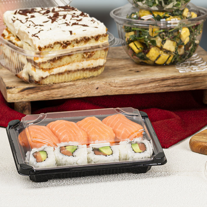 Sushi Tray Combo– Black Bases with Clear Lids
