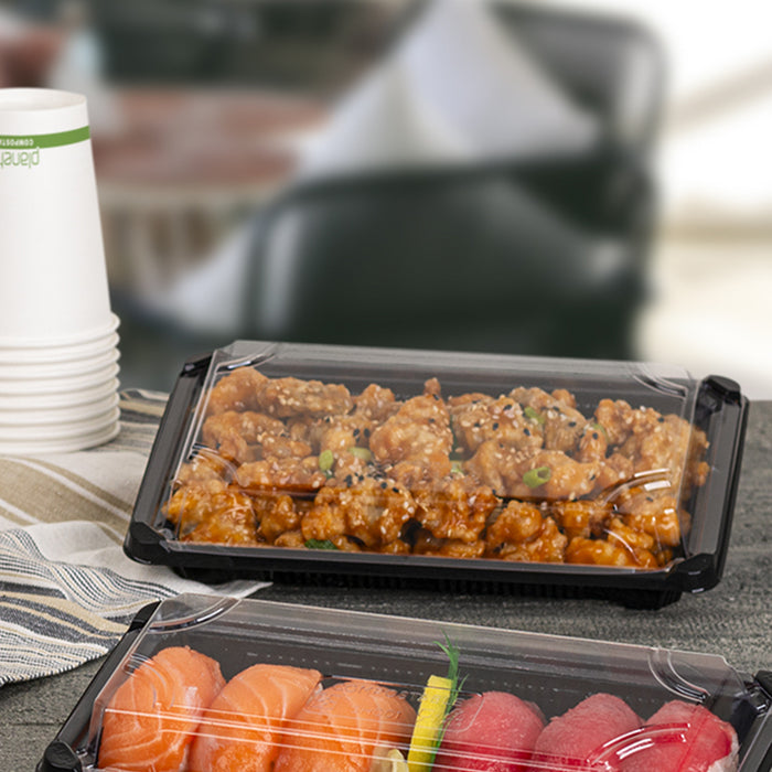 Sushi Tray Combo– Black Bases with Clear Lids