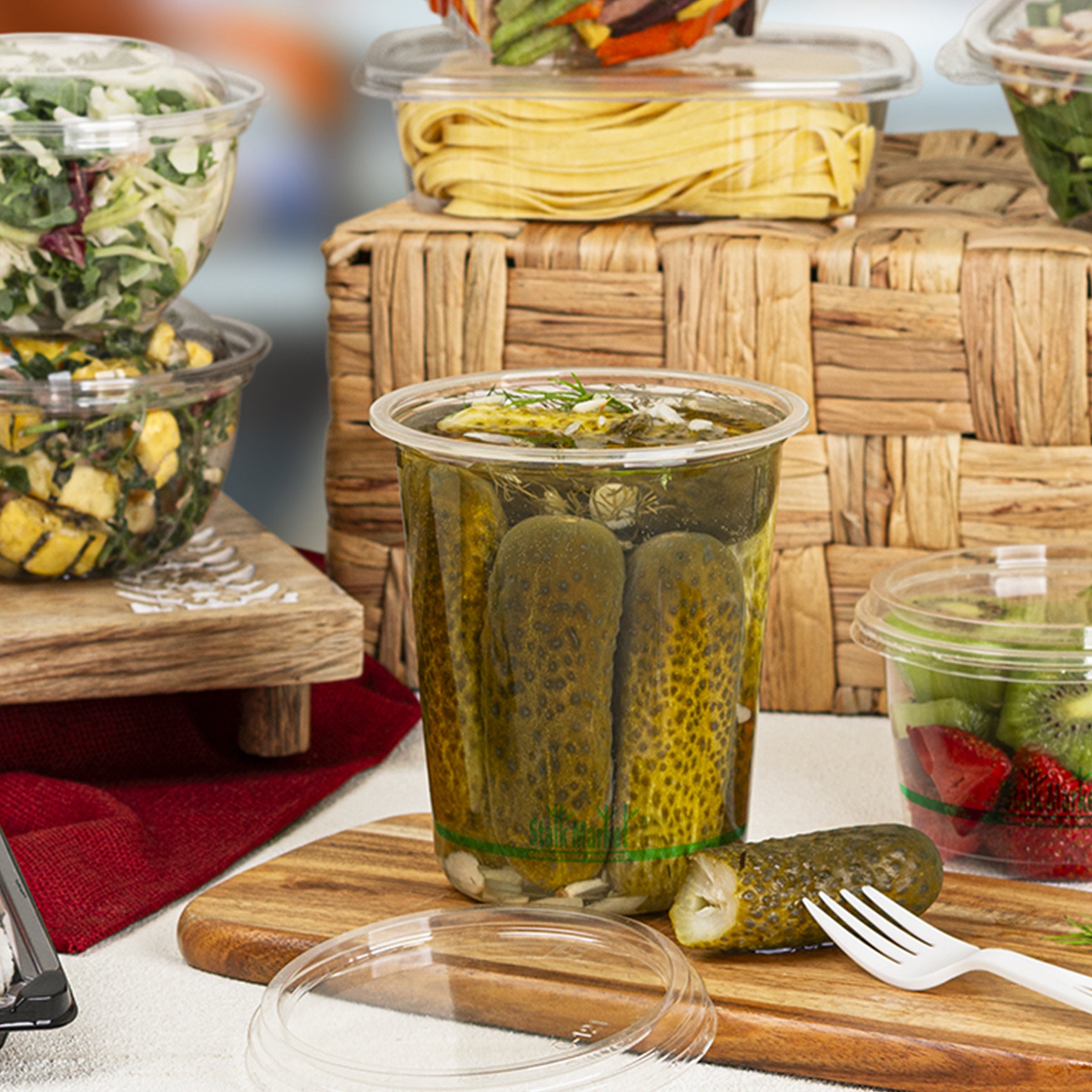 32 oz Clear PLA Round Deli Container — Compostable — 300/Case | Fineline 47PLADR32A