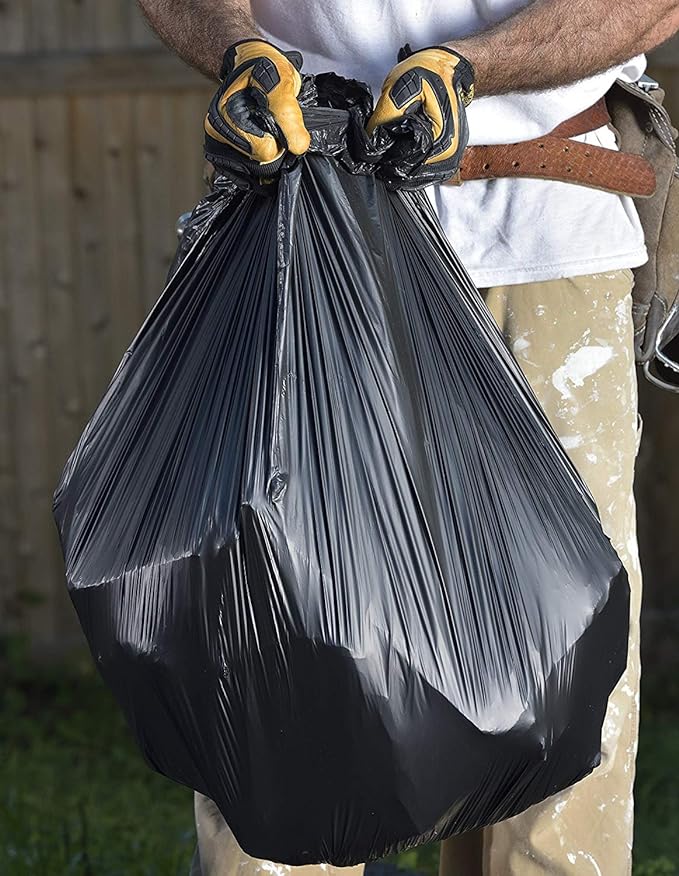 Ultrasac Black Large Heavy Duty Drawstring Trash Bags 33 Gallon 1.4 MIL, 33.5" x 38" - Pack of 86 - For Home, Commercial, Construction, & Outdoor