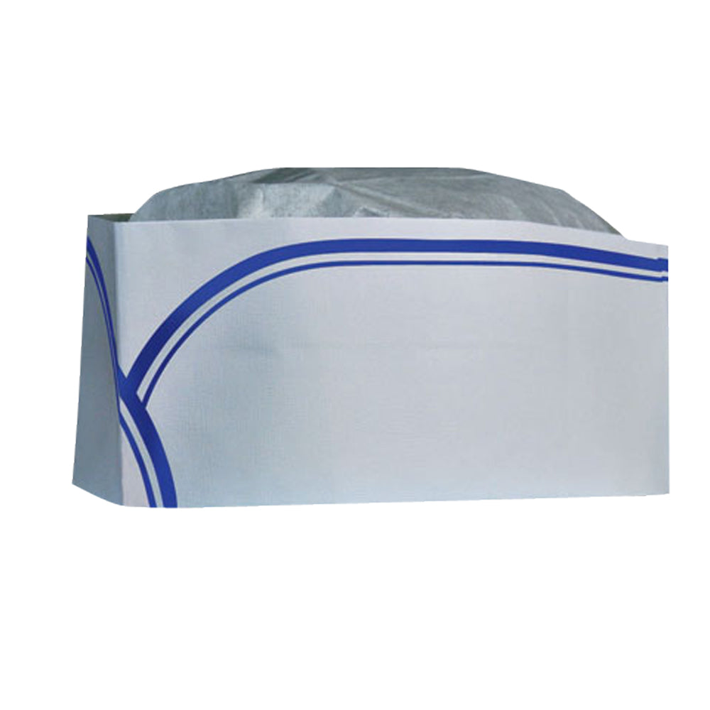 White/Blue Stripe Low Profile Overseas Cap (100 Hats)