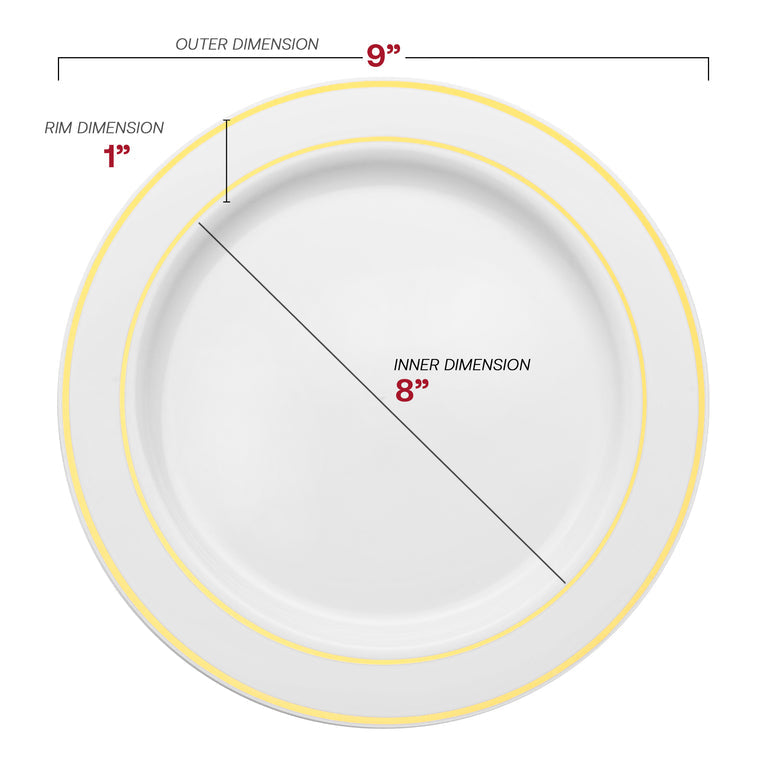White Plastic Plates with Gold Rim