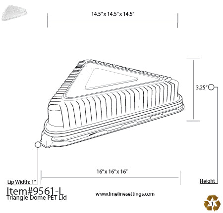16" X 16" X 16" TRIANGLE DOME LID PET (40 Per Case)