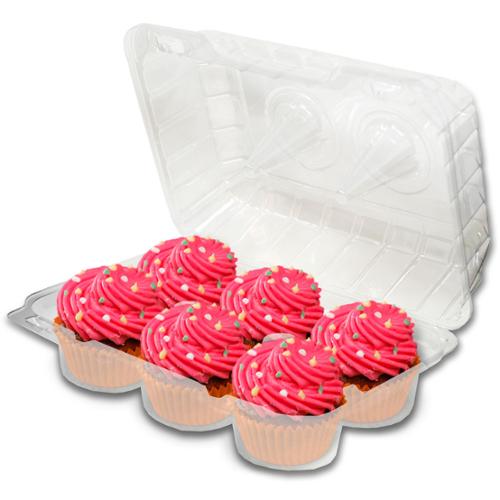 DFI LBH-6656 clear OPS 6-compartment high dome cupcake and muffin container