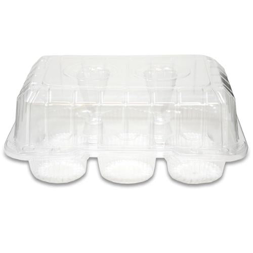 DFI LBH-6656 6-cup high dome cupcake container side view