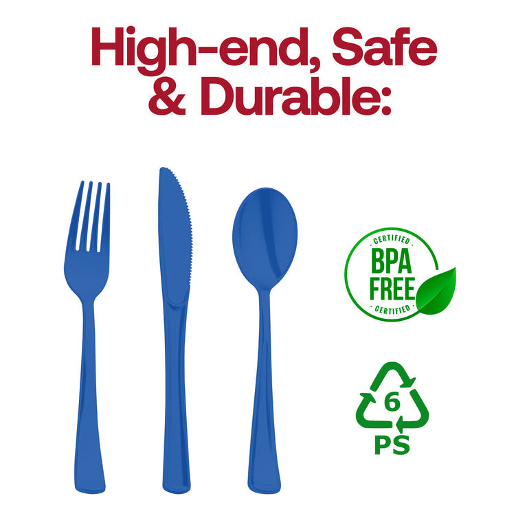 BPA-free blue plastic cutlery for festive occasions or everyday events