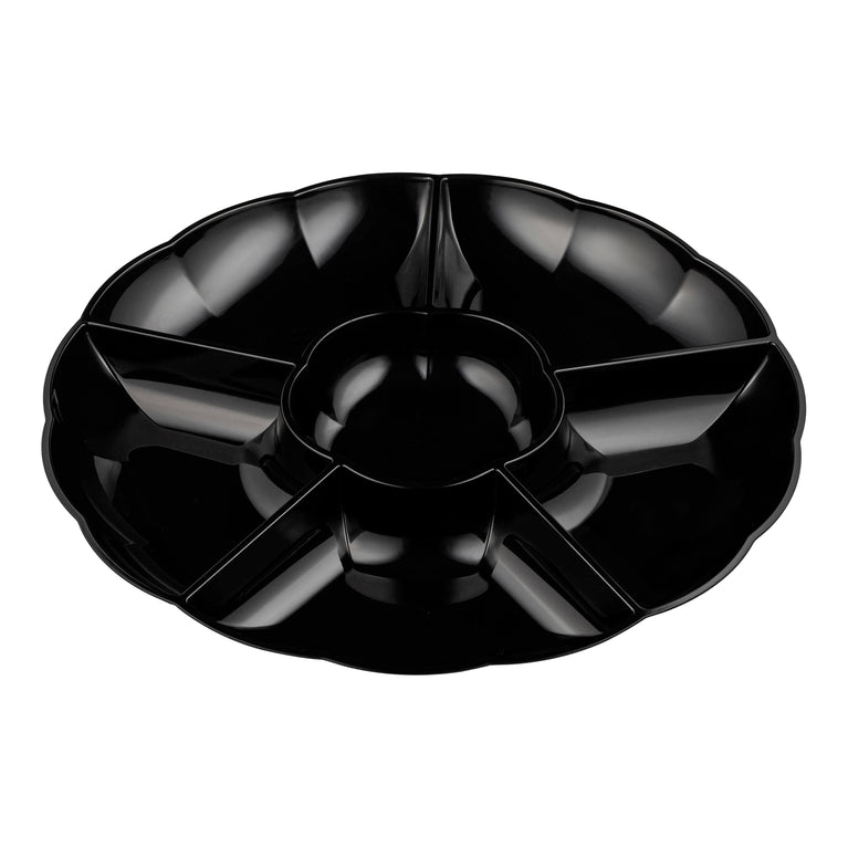 Clear Big 6-Partition Round Disposable Plastic Trays