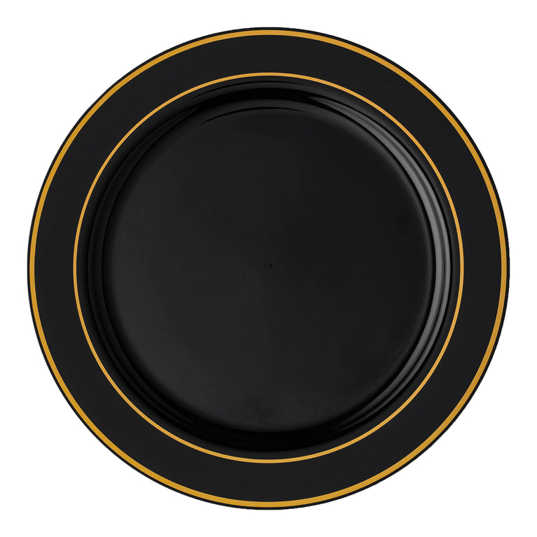 Black Plastic Plates with Gold Rim