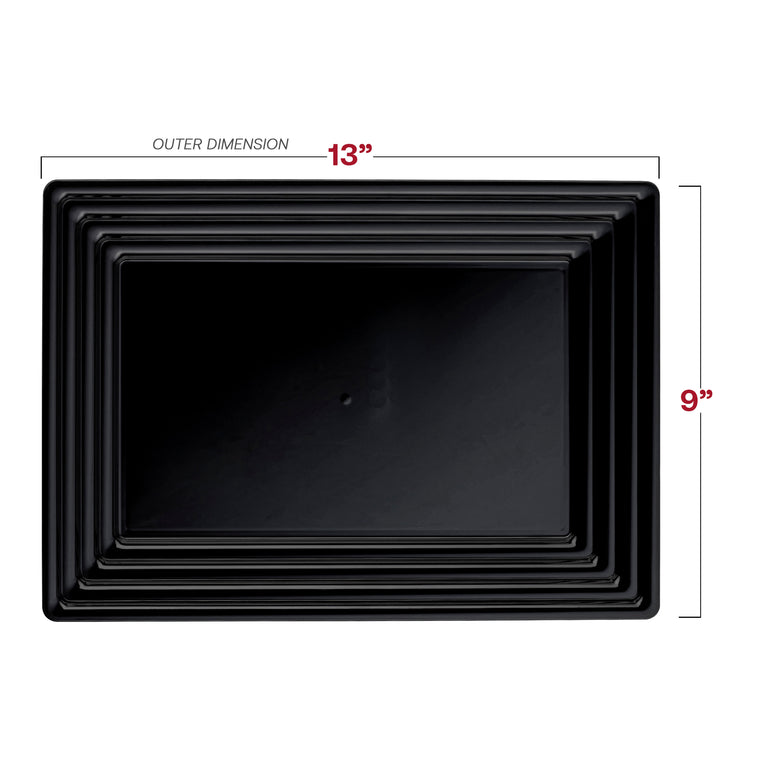 Rectangular with Groove Rim Plastic Serving Trays