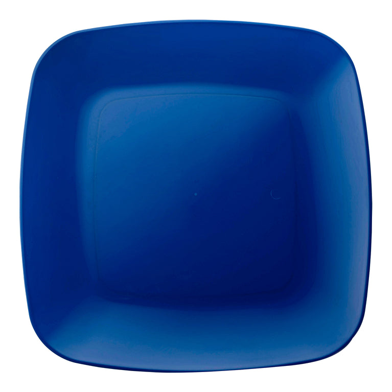 Solid White Flat Rounded Square Disposable Plastic Plates