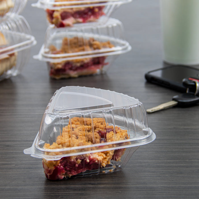 Dart C54HT1: 5 x 6 OPS Plastic Pie Wedge Container - Clear (250 Per Ca