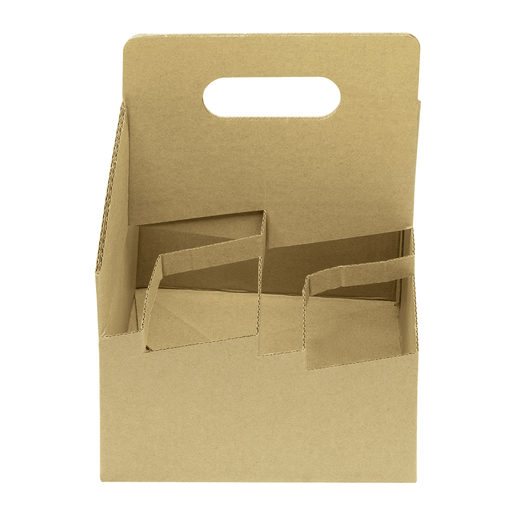Kraft Drink Carrier with Handle, for 4 Cups (12-32 oz), Paperboard 200 Count