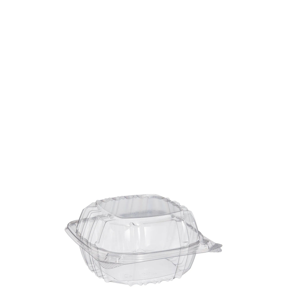 Dart C57PST1 6 x 6 x 3" Clear Seal Hinged Lid Plastic Container (500/CS)