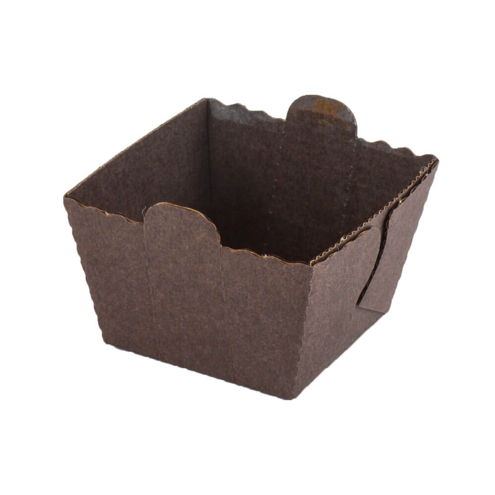 Novacart Easybake Small Paper Cube Baking Mold, Brown – 1-13/16" x 1-13/16" x 1-1/2" – 1,440/Case